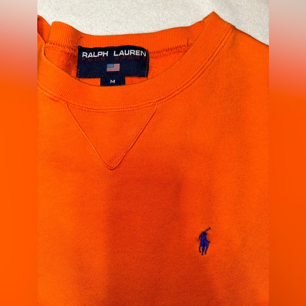 VTG Ralph Lauren Polo Sport men’s Crewneck sz M Orange Y2K 90s purple Pony